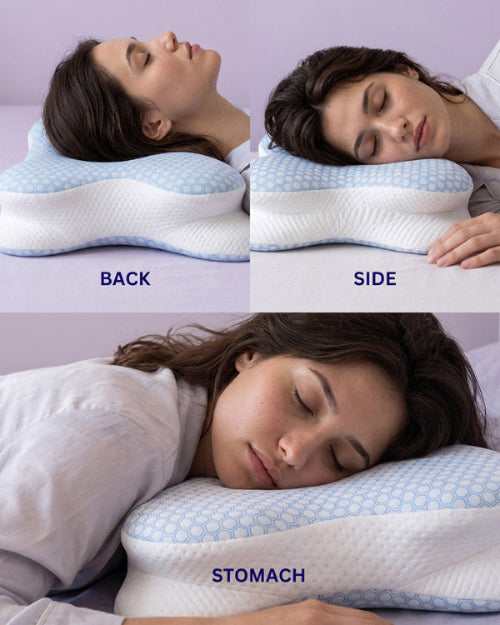 Side, back and stomach sleepers on the Lotus Pillow