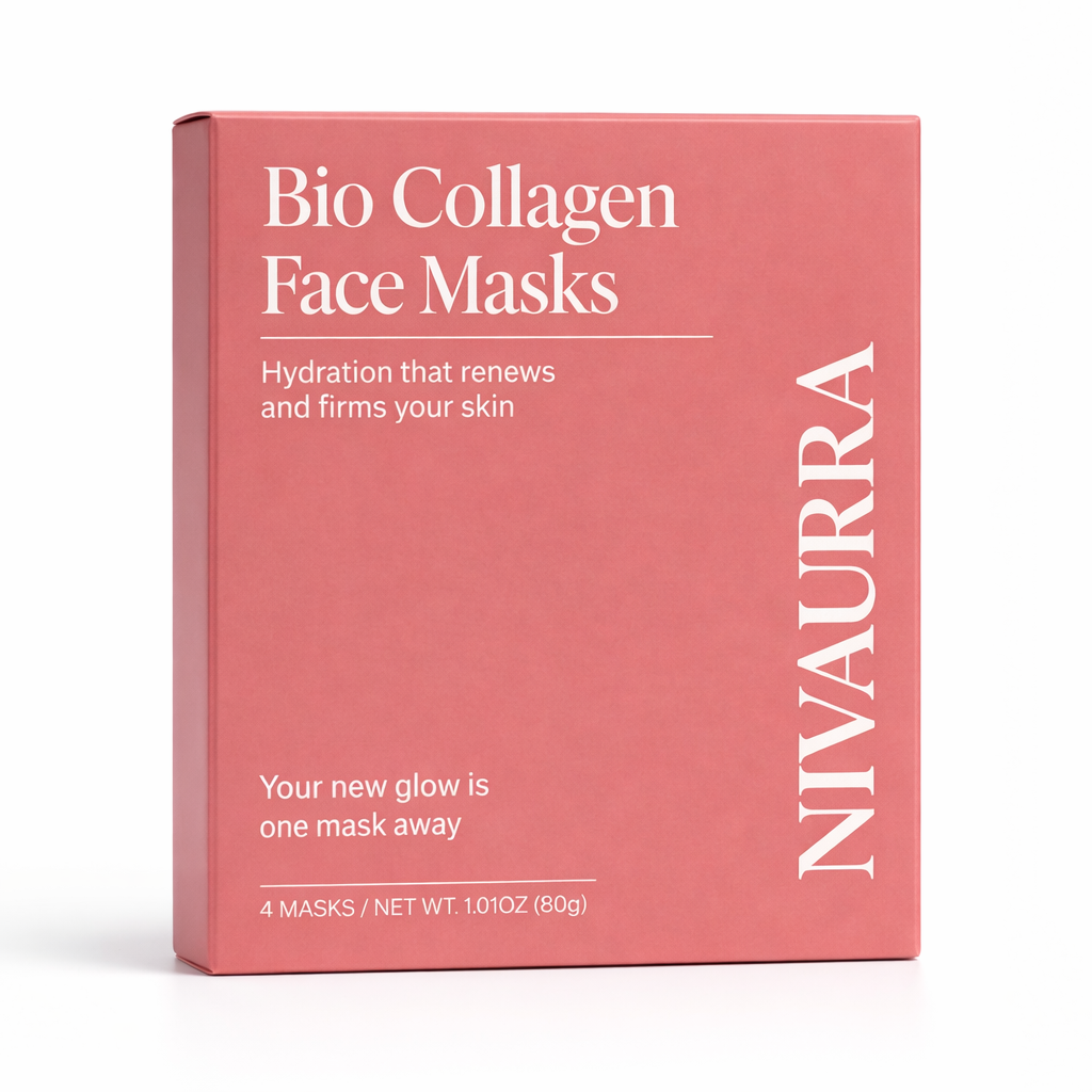 Nivaoura Bio Collagen Face Masks packaging on a white background